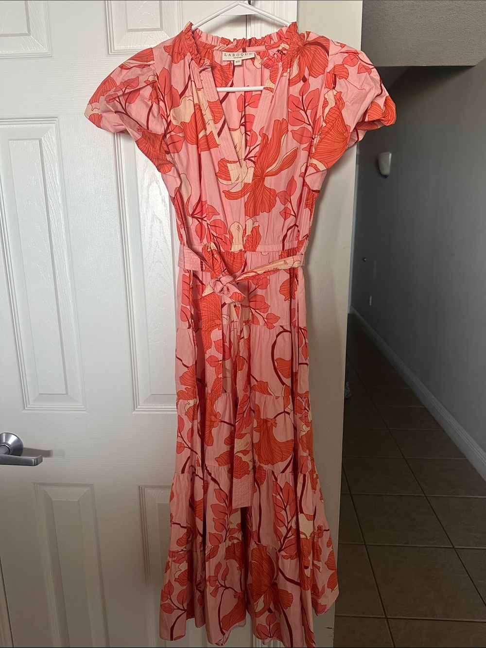LAROQUE Floral Pink & Coral Maxi Dress